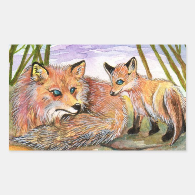 Sticker Rectangulaire L'heure de la sieste de Little Fox (Devant)