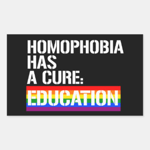 Sticker Rectangulaire L'homophobie a un remède : l'éducation