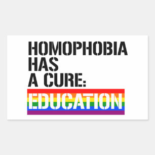 Sticker Rectangulaire L'homophobie a un remède : l'éducation
