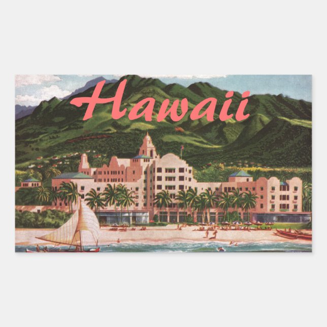 Sticker Rectangulaire L'hôtel Royal Hawaiian (Devant)