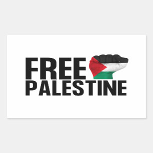 Sticker Rectangulaire Libérez la Palestine Handfle drapeau palestinien B