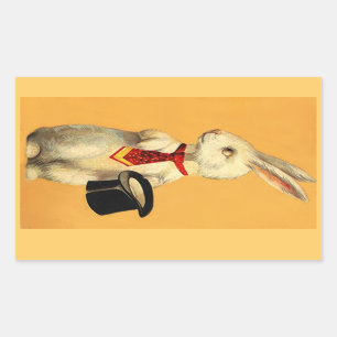 Sticker Rectangulaire Lièvres magiques vintages de lapin de tour de