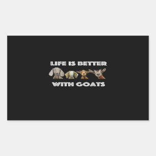 Sticker Rectangulaire Life Is Better With Goats, Goat Lover, Goat Venin