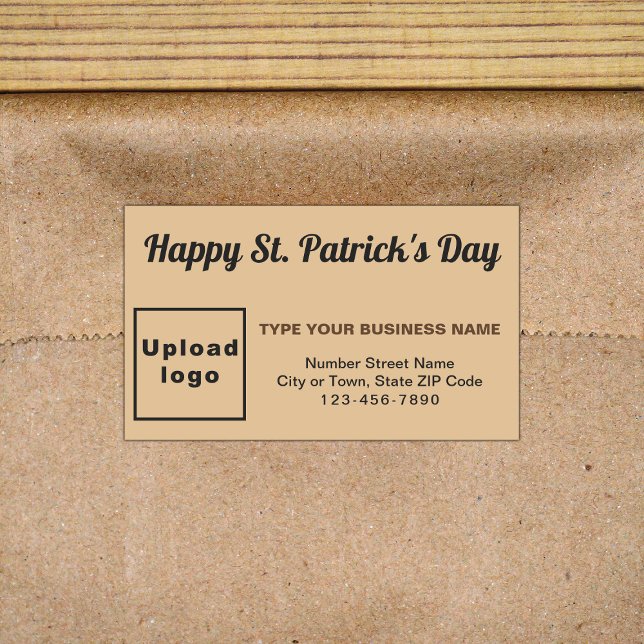 Sticker Rectangulaire Light Brown Saint Patrick Business (Business brand with Saint Patrick greeting on light brown rectangle sticker)