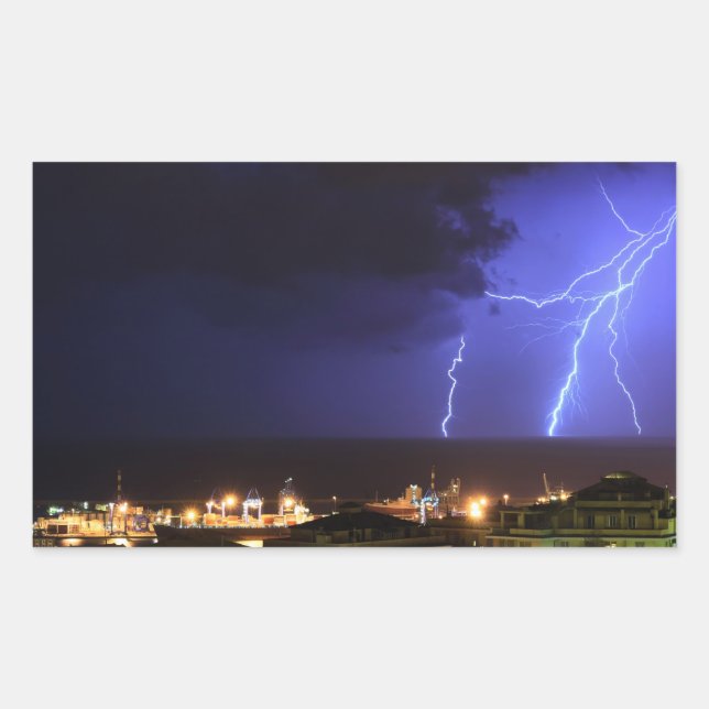 Sticker Rectangulaire Lightning in Gênes, Italie (Devant)