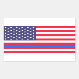 STICKER RECTANGULAIRE "LIGNE BLEUE MINCE SUR LE DRAPEAU"