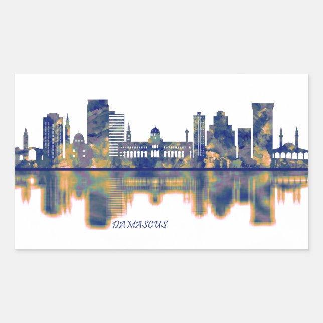 Sticker Rectangulaire Ligne de Damas (Devant)