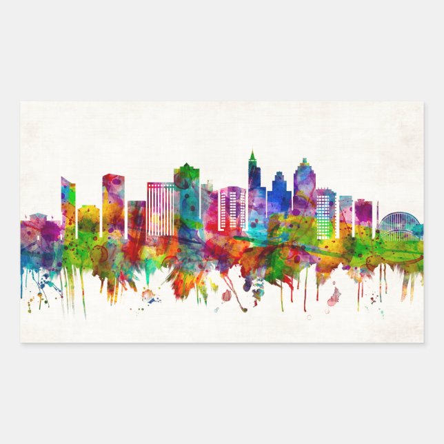 Sticker Rectangulaire Ligne de Raleigh Caroline du Nord (Devant)