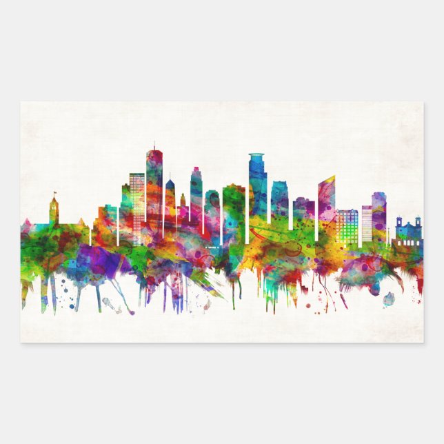 Sticker Rectangulaire Ligne du Minneapolis (Devant)