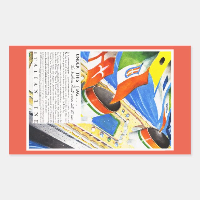 Sticker Rectangulaire Ligne italienne ~ Sous ce drapeau (Devant)