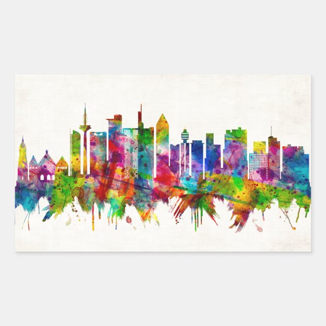 Sticker Rectangulaire Ligne Skyline Francfort-Allemagne (Devant)
