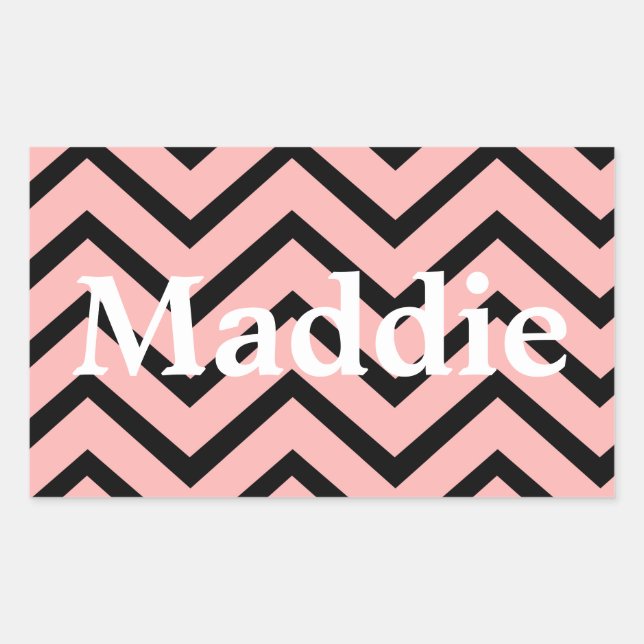 Sticker Rectangulaire Lignes Chevron Rose Clair (Devant)