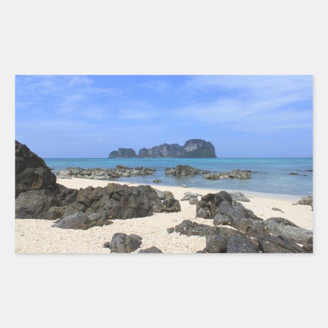 Sticker Rectangulaire L'île tropicale (Devant)