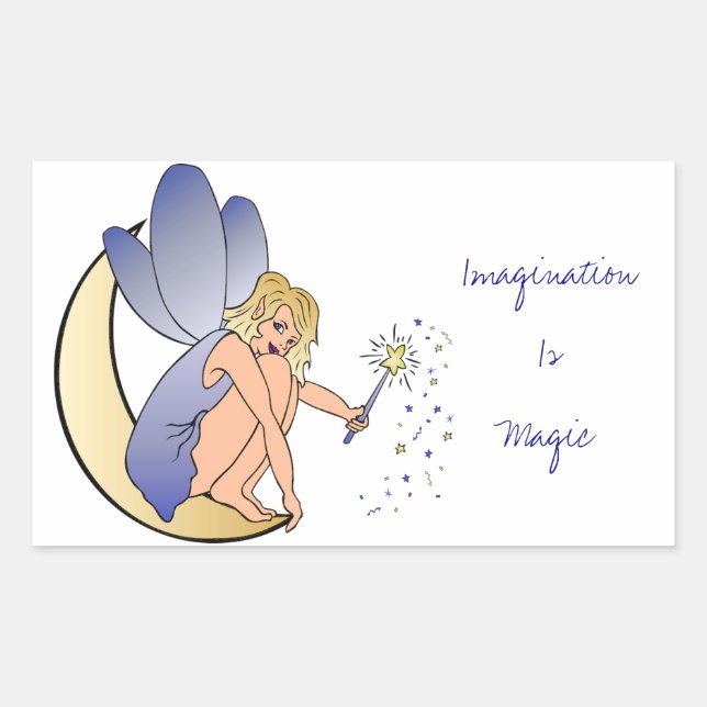 Sticker Rectangulaire L'imagination est la fée magique (Devant)