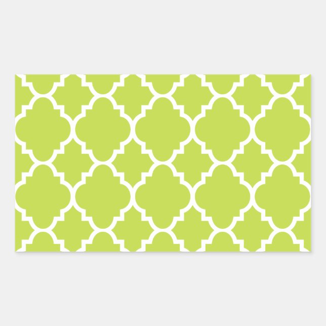 Sticker Rectangulaire Lime Green White Quatrefoil (Devant)