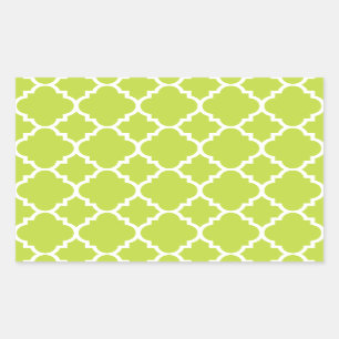 Sticker Rectangulaire Lime Green White Quatrefoil