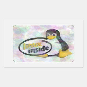 Sticker Rectangulaire LINUX INSIDE Tux Linux Penguin Logo