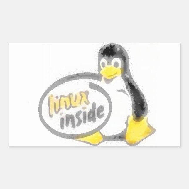 Sticker Rectangulaire LINUX INSIDE Tux Linux Penguin Logo (Devant)