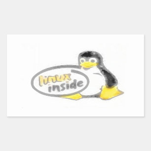 Sticker Rectangulaire LINUX INSIDE Tux Linux Penguin Logo