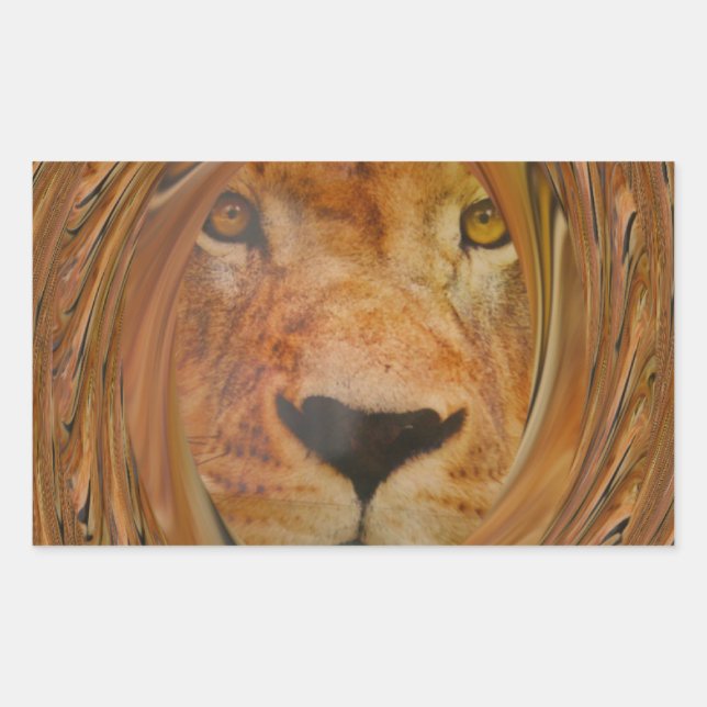 Sticker Rectangulaire Lion Abstrait Safari Art (Devant)