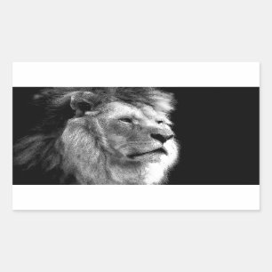 Sticker Rectangulaire Lion noir blanc
