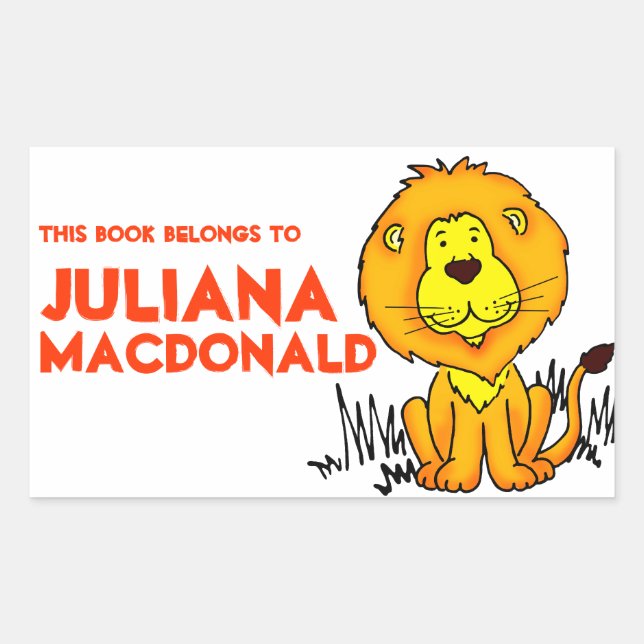Sticker Rectangulaire Lion plaque d'immatriculation orange blanc id étiq (Devant)