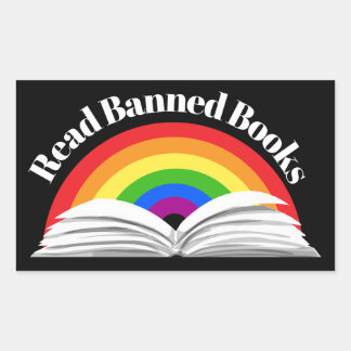 Sticker Rectangulaire Lire les livres interdits Arc-en-ciel