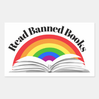Sticker Rectangulaire Lire les livres interdits Arc-en-ciel