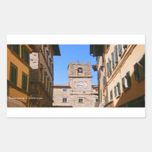 Sticker Rectangulaire L'Italie Toscane Cortona. Hôtel de ville
