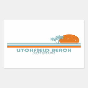 Sticker Rectangulaire Litchfield Beach Caroline du Sud Sun Palm Trees