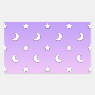 Sticker Rectangulaire Little White Stars and Moons Motif