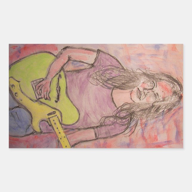 Sticker Rectangulaire Live Music Girl Sketch (Devant)