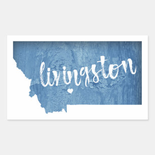 Sticker Rectangulaire Livingston Montana Grain de Bois