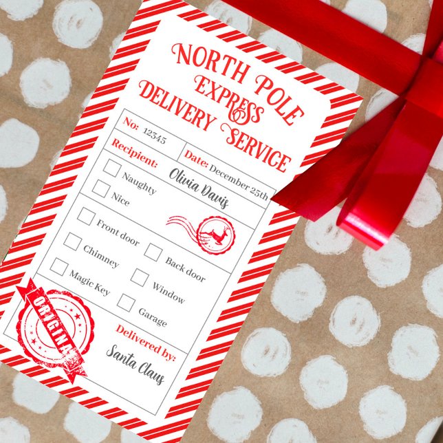Sticker Rectangulaire Livraison de Noël par Père Noël North Pôle (Créateur téléchargé)