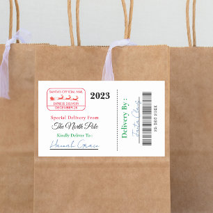 Sticker Rectangulaire Livraison spéciale Père Noël de Noël moderne Pôle 