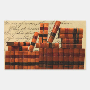 Sticker Rectangulaire Livres en cuir anciens
