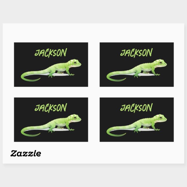 Sticker Rectangulaire Lizard Amical Avec Votre Nom (Feuille)