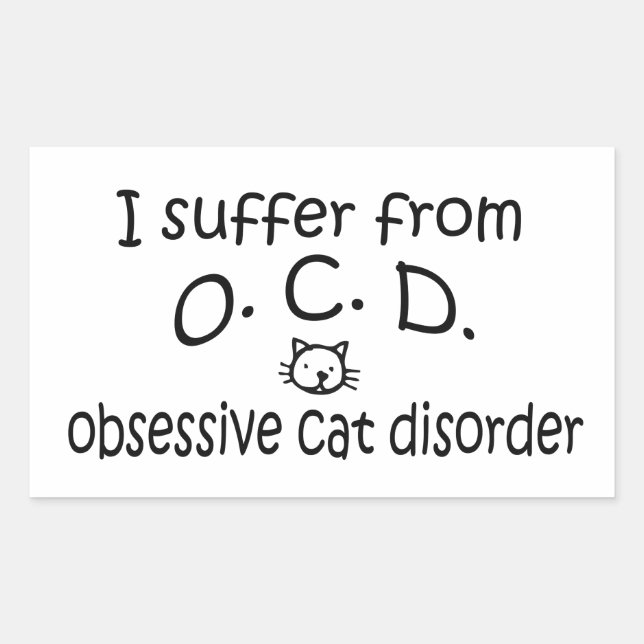 Sticker Rectangulaire L'O.C.D. Obsessive Cat Disorder (Devant)