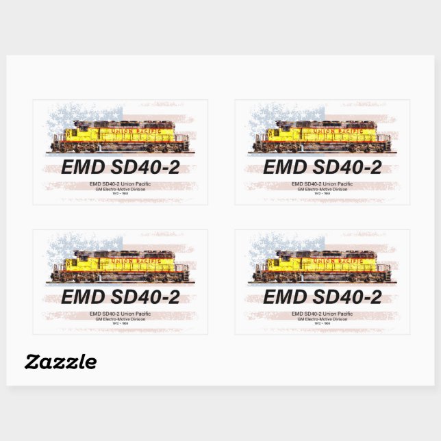 Sticker Rectangulaire Locomotive diesel EMD SD40-2. drapeau américain (Feuille)