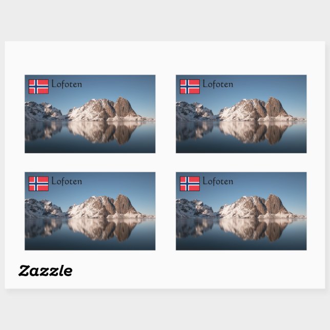 Sticker Rectangulaire Lofoten Norvège (Feuille)