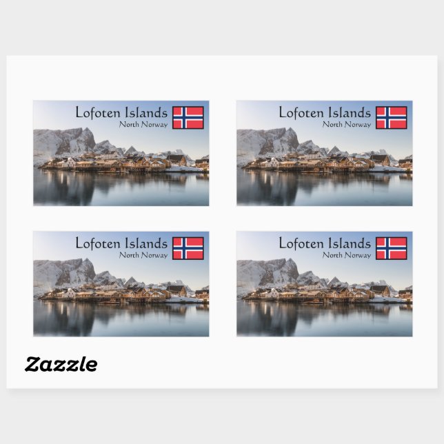 Sticker Rectangulaire Lofoten Norvège (Feuille)