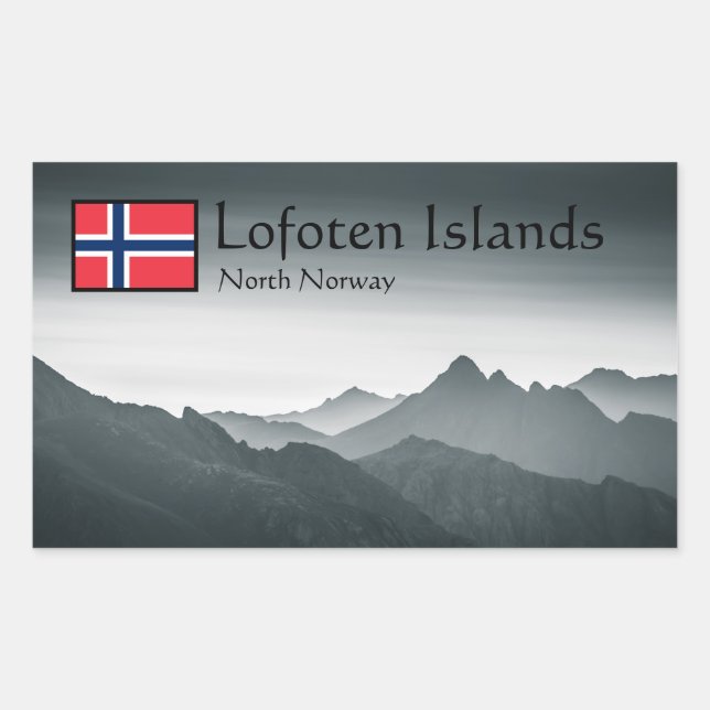 Sticker Rectangulaire Lofoten Norvège du Nord (Devant)