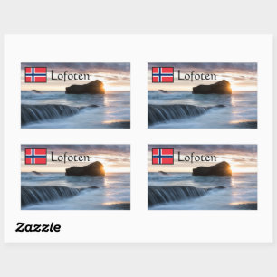 Sticker Rectangulaire Lofoten Norvège Minuit Soleil