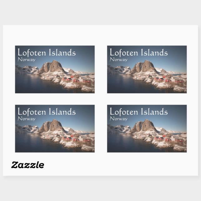 Sticker Rectangulaire Lofoten Norvège Souvenir (Feuille)