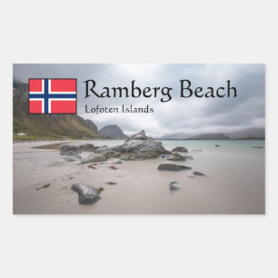 Sticker Rectangulaire Lofoten Ramberg Beach