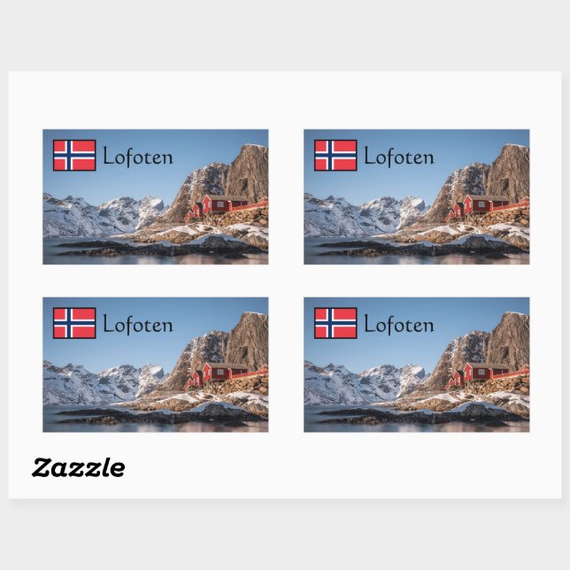 Sticker Rectangulaire Lofoten Souvenir (Feuille)