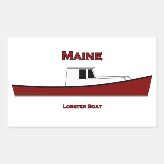 Sticker Rectangulaire Logo de bateau de homard du Maine Etats-Unis (Devant)