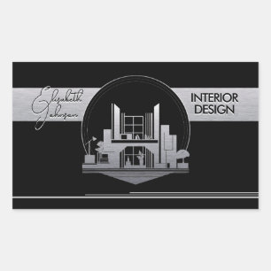 Sticker Rectangulaire Logo de conception intérieure ou d'architecte noir