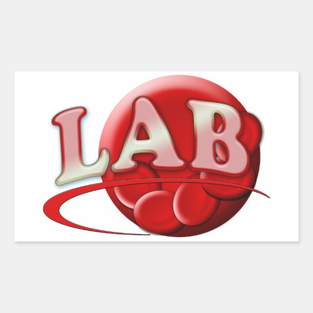 STICKER RECTANGULAIRE LOGO DE LABORATOIRE RBC CELLULES SANGUINES ROUGES (Devant)