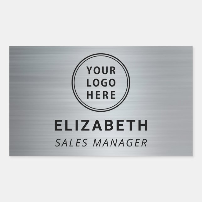Sticker Rectangulaire Logo de l'entreprise Argent Professionnel (Devant)